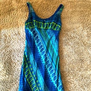 Boutique summer midi dress with keyhole neck